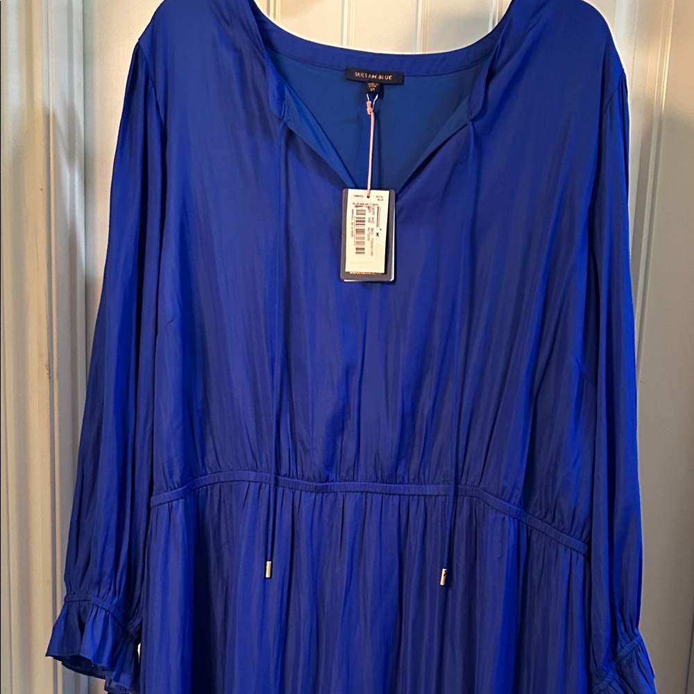 Skies Are Blue Royal Blue Long Sleeve Tiered Maxi Dress - Picture 3 of 8